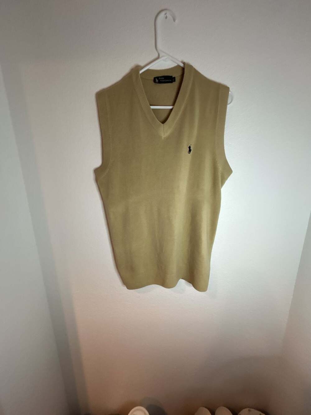 Polo Ralph Lauren V-Neck Sleeveless Sweater Vest - Beige - Men's XXL